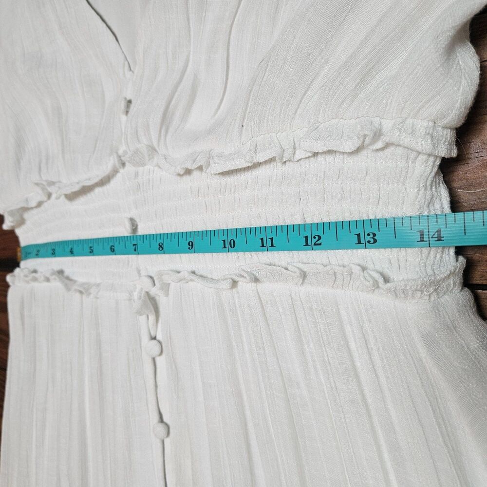 FAB'RIK Maxi Dress White Women Sz L Ruffles Tiers V-Neck Bohemian Cottagecore - Picture 6 of 11
